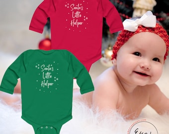 Santa's Little Helper Twinkle Infant Long Sleeve Bodysuit, Holiday Baby Apparel