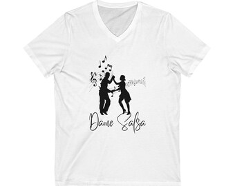 Dame Salsa Jersey Short Sleeve V-Neck Tee, Music-Lover Tee
