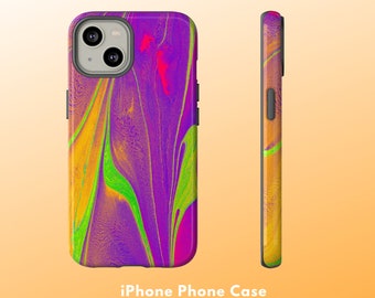 Vibrant Purple Gold Tie-Dye Phone Protector Case for iPhone, Samsung Galaxy and Google Pixel Phones