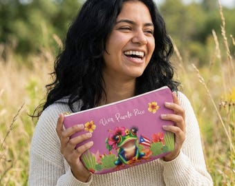 Puerto Rico Coqui Accessory Pouch w T-bottom, Gift for Her