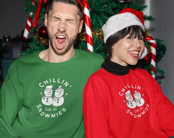 Chillin' With the Snowmies Unisex Crewneck Sweatshirt, Unisex Adult Festive Holiday Apparel