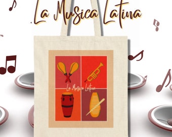 Vibrant Latin Music Art Natural Tote Bag - Eco-Friendly & Reusable