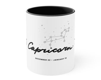 Capricorn Zodiac Sign Accent Coffee Mugs 11 Oz and 15 Oz sizes