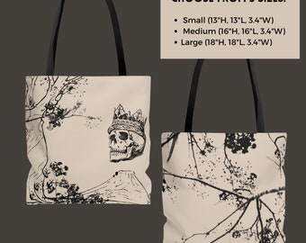 Tote Bag Skeleton Mountain, Reusable Tote Bag