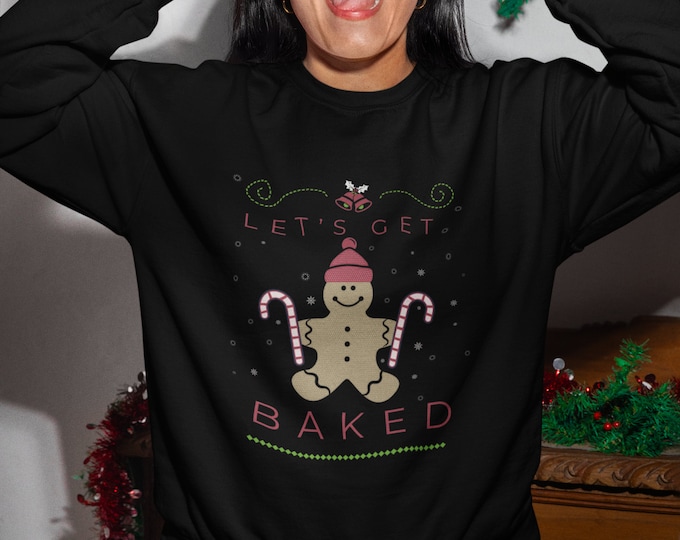 Featured listing image: Let's Get Baked Unisex Crewneck Sweatshirt, Holiday Collection