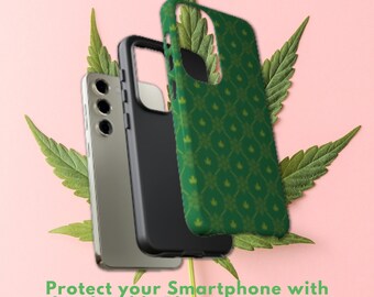Green & Lime Cannabis Design Phone Cover, iPhone, Samsung Galaxy, Google Pixel