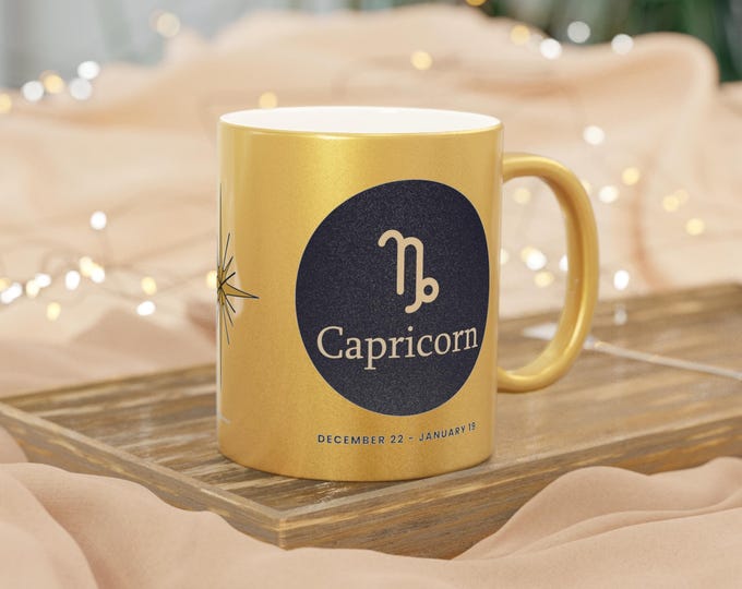 Featured listing image: Capricorn Zodiac Sign Gold Metallic Mug 11 oz