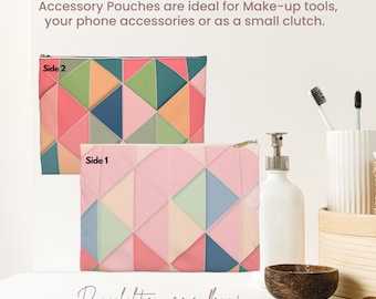 Pink Geometric Accessory Pouch