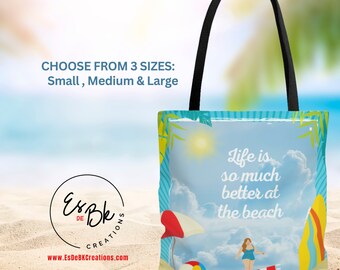 LIfe Is So Much Better At The Beach Tote Bag, Beach Eco-Friendly Tote Bag, Beach Party Reusable Tote Bag