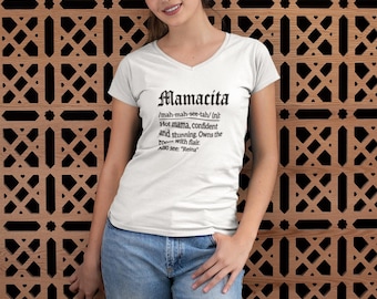 Mamacita V-Neck Tee, Latina Graphic Shirt