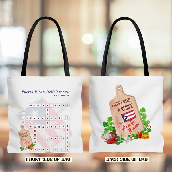 Puerto Rican Deliciousness, Tote Bag, Eco-Friendly Tote Bag, Reuseable Tote Bag, Small Medium and Large Size Tote