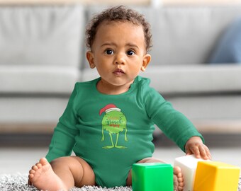 Merry Grinch-Mas Infant Long Sleeve Bodysuit, Holiday Baby Apparel