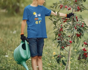 Summer Sun Unisex Youth Tee | Kid's Short Sleeve Cotton Tee, Youth T-Shirt