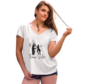 Dame Salsa Short Sleeve V-Neck Tee, Music-Lover Tee