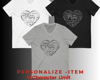 Mimi Grandma V-Neck Tee Shirt, Personalization Available