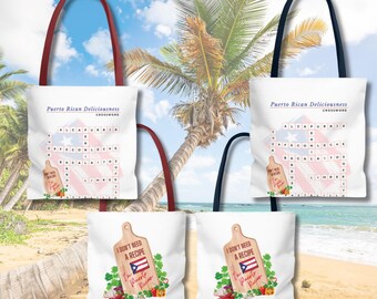 Boricua Pride Canvas Tote, Caribbean Cuisine Carry-All, Cultural Gift Bag