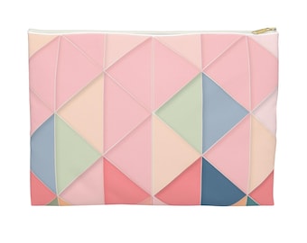 Pink Geometric Makeup Bag, Minimalist Travel Organizer Pouch