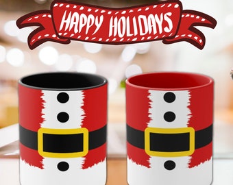 Santa's Coat Festive Holdiay Accent Mugs, 11 Oz Festive Holiday Mug