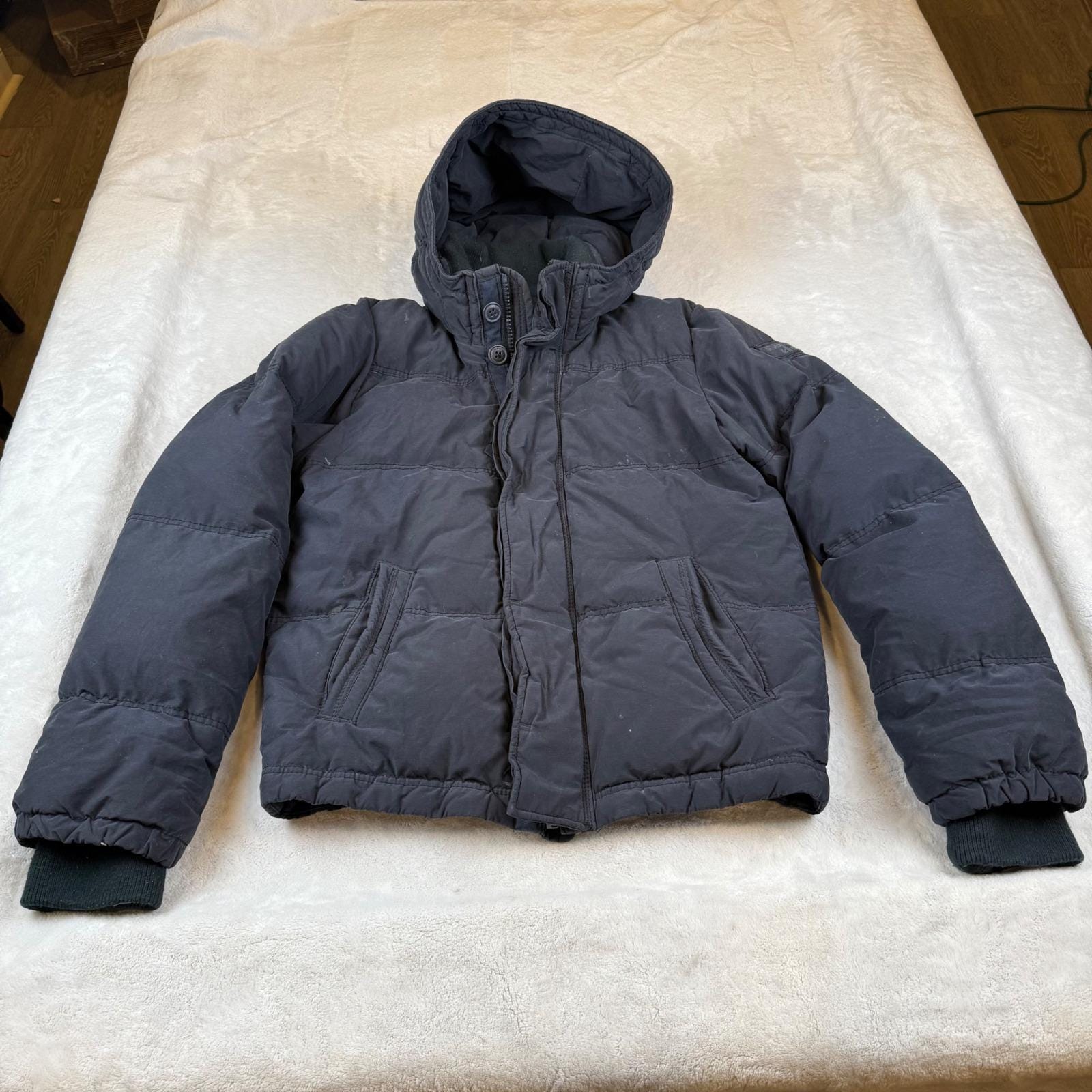 Abercrombie Fitch Mens Kempshall Jacket Dark Navy Hooded Down