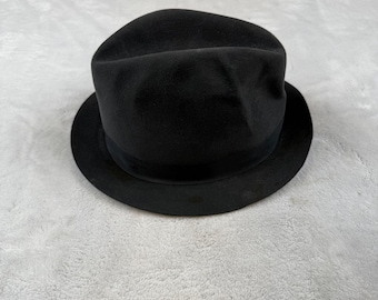 Royal Stetson Mens Black Fur Felt Fedora Hat Vintage 7 1/4 58cm