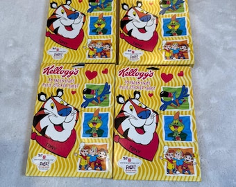 Confezione da 4 biglietti di San Valentino vintage del 2002 con la mascotte dei cereali Kellogg's, Tony Tiger, nuovi.