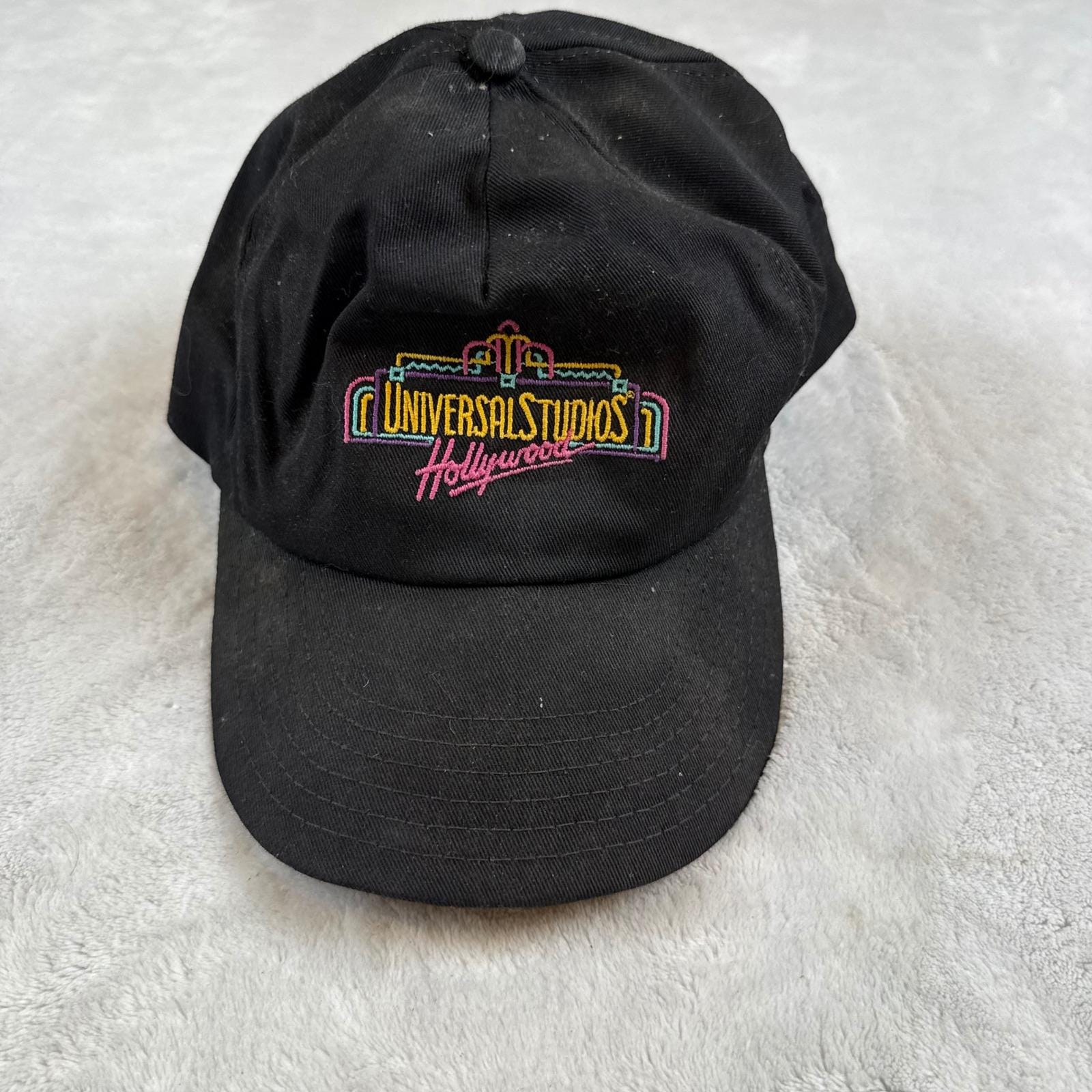 Vintage Universal Studios Hollywood Snapback Hat Black Neon Logo