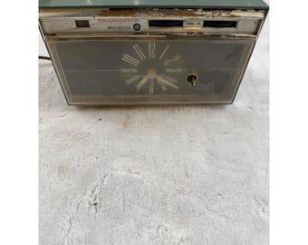 ビンテージ ウェスティングハウス トランジスタクロックラジオ ミッドセンチュリー ティールブルー - 部品取り用