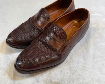 Allen Edmonds Mens Woven Leather Penny Loafers Brown 11.5 3E 1088 48549A