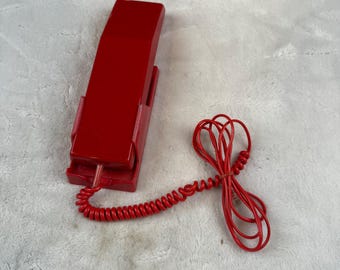 Téléphone fixe filaire filaire rouge mince à bouton-poussoir rétro à fixation murale