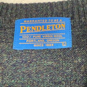 Pendleton heren grijze lamswollen trui met V-hals zuivere scheerwol, groot houtskool afbeelding 3