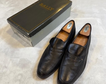Bally Sligo II-04 Heren Zwarte Nappa Kid Lederen Instappers Maat 10.5 M Doos