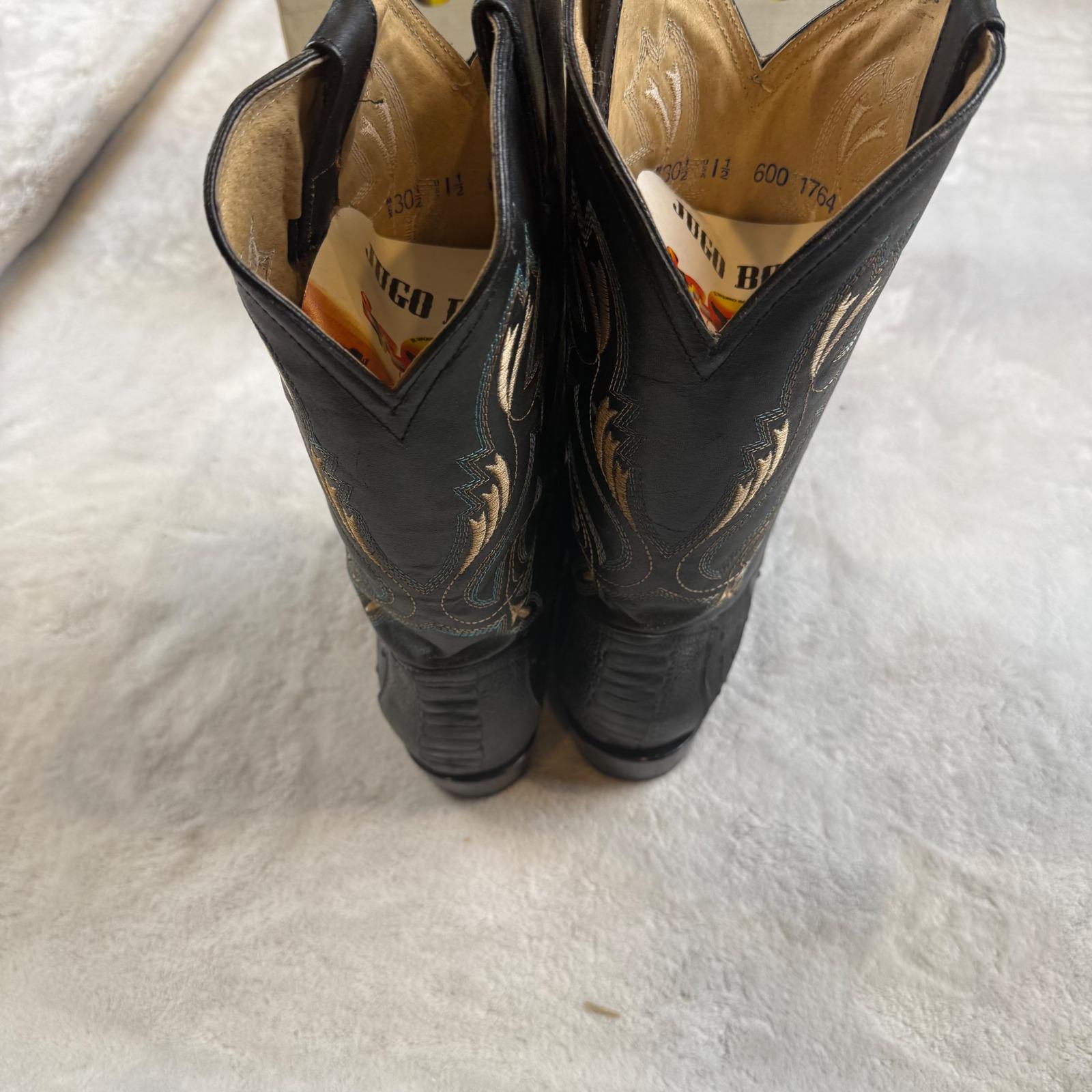 JUGO‎ Hand Embroidered Studded Men\'s Black Leather Cowboy Boots Size 9 Amazon.com | Joe Boots JB701 Ostrich Print Leather Men main image 3