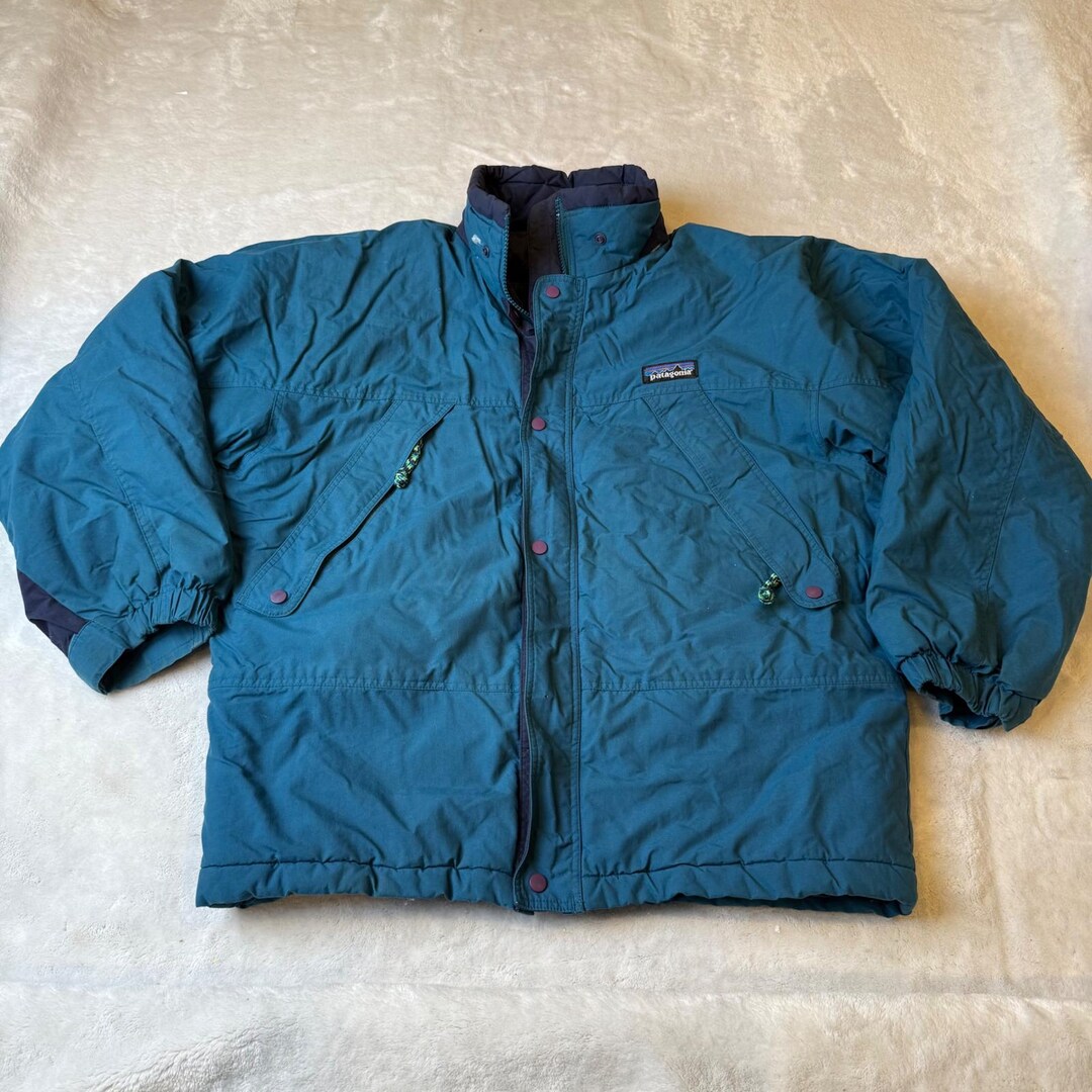 Patagonia Teal Blue Winter Jacket Size 12 Insulated Hooded Outdoor ...
