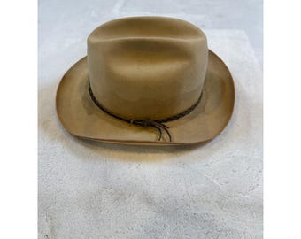Vintage Hargreaves The Hatter Brownsville Texas Custom Tan Felt Cowboy Hat