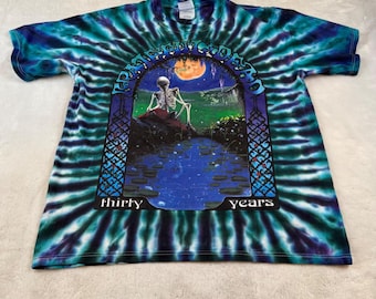 Vintage 1995 Grateful Dead Tie Dye T Shirt Thirty Years Skeleton Moon Mens Large