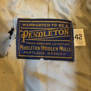 Vintage Pendleton Wool Car Coat Mens 42 Tweed Gray Overcoat 3 Button image 3