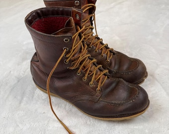Vintage 1950s 60s Tall Lace Leather Work Boots Size 7 3E - Etsy