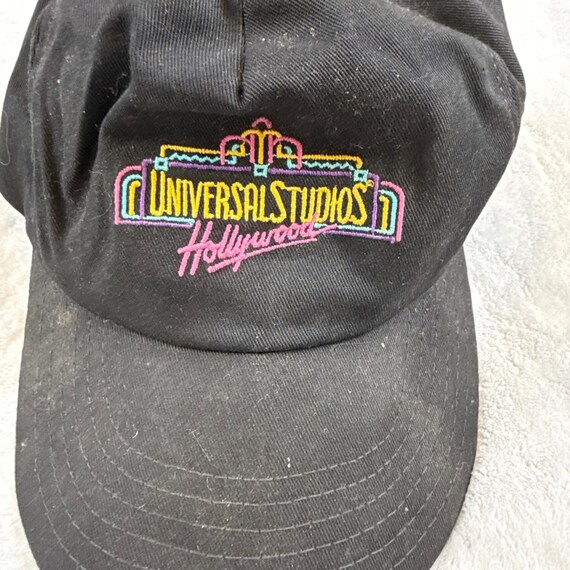 Vintage Universal Studios Hollywood Snapback Hat Black Neon Logo