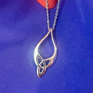 Trinity Knot Celtic Drop Pendant, Mother&#39;s Day Gift, .925 Sterling Silver, Matching Earrings, Jewelry Set, Celtic Irish Earrings