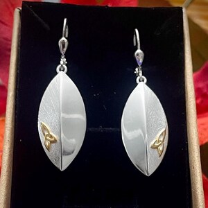Celtic Trinity Knot Silver Shield Earrings, Irish Handcrafted Jewelry, Unique Statement Gift, Mother's Day