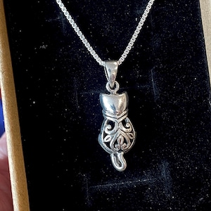 Treasured Cat Pendant Charm Necklace, Great Gift for Cat Lovers! .925 Sterling Silver, Cat Memorial, Unique Cat Necklace, Cat Mom