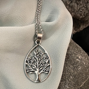 Tree of Life Teardrop Pendant, Mother&#39;s Day Jewelry, .925 Sterling Silver, Matching Earrings, Generational Gift, Unique Gift for Mom