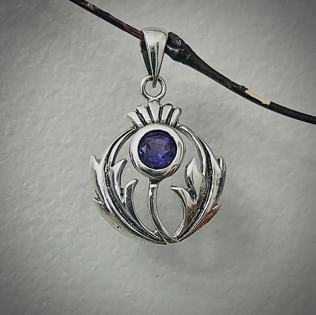 WithLoveSilver 925 Sterling Silver Scottish Thistle Heart Pendant - .925 Silver Jewelry 7 thumbnail image
