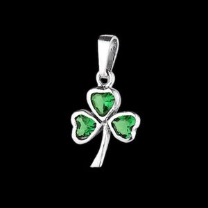 Shamrock Green Cubic Zirconia Pendant, .925 Sterling Silver, Irish Jewelry, Unique Necklace, St. Patrick&#39;s Day Jewelry, Green Necklace