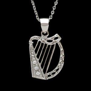 Delicate Silver Harp Pendant, .925 Sterling Silver, Harpist Gift, Musician Gift, Unique Pendant, Music Jewelry, Gift for Her