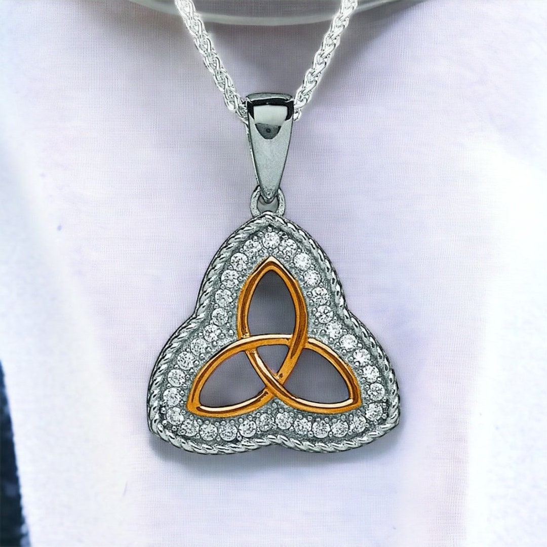 Trinity Rope Designs Silver Rope Gold Plated Trinity Knot Pendant, .925 Sterling Silver ...