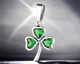 Shamrock Green Cubic Zirconia Pendant – Riona - Celebrate Ireland! Perfect for St. Patrick's Day!