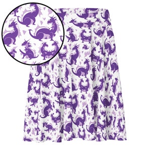 Purple Dragon Skater Skirt - A Whimsical and Elegant Addition to Your Wardrobe Soft and Comfortable Fabric Perfect for Any Occasion DND chic