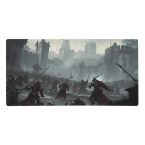 Mittelalterliches Schloss Schlachtfeld Mauspad - Herr der Ringe-inspiriert Tabletop Gaming Accessoire Foggy Warzone Schreibtischunterlage Dungeons and Dragons