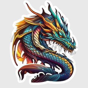 Dragon Sticker Waterproof Vinyl Sticker Fantasy Sticker Set Dishwasher Safe Laptop Sticker Water Bottle Decal Colorful Sticker